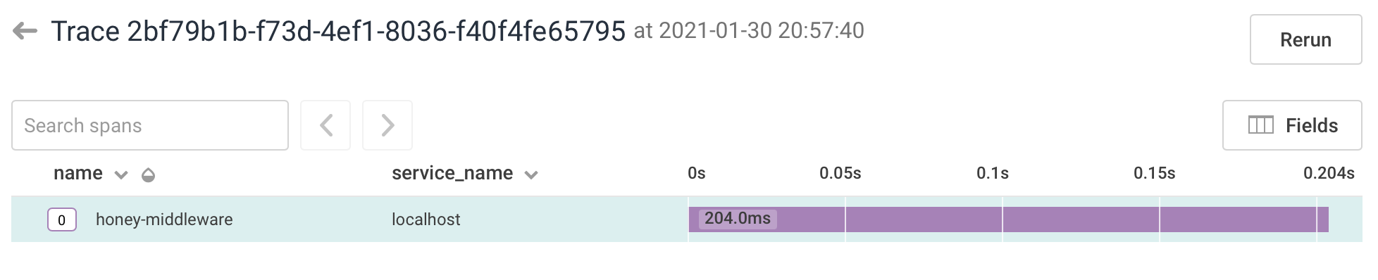 The request in the trace view